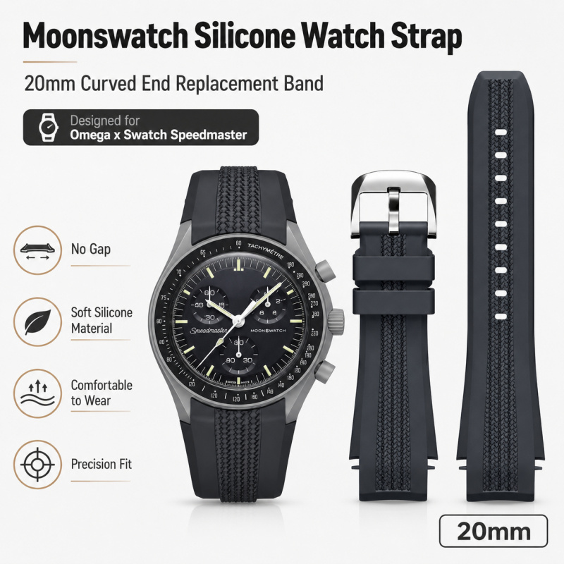 Omega Watch Speedmaster - Cinturino in Silicone Curvo da 20mm