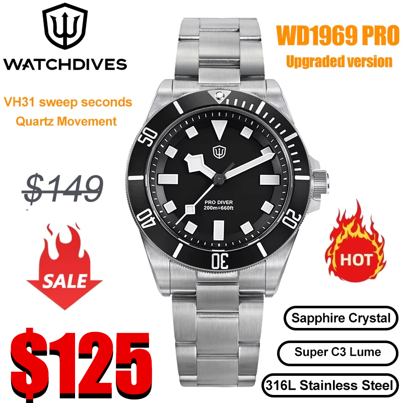 Rolex Watch Submariner - Watchdives WD1969 Pro Orologio al quarzo